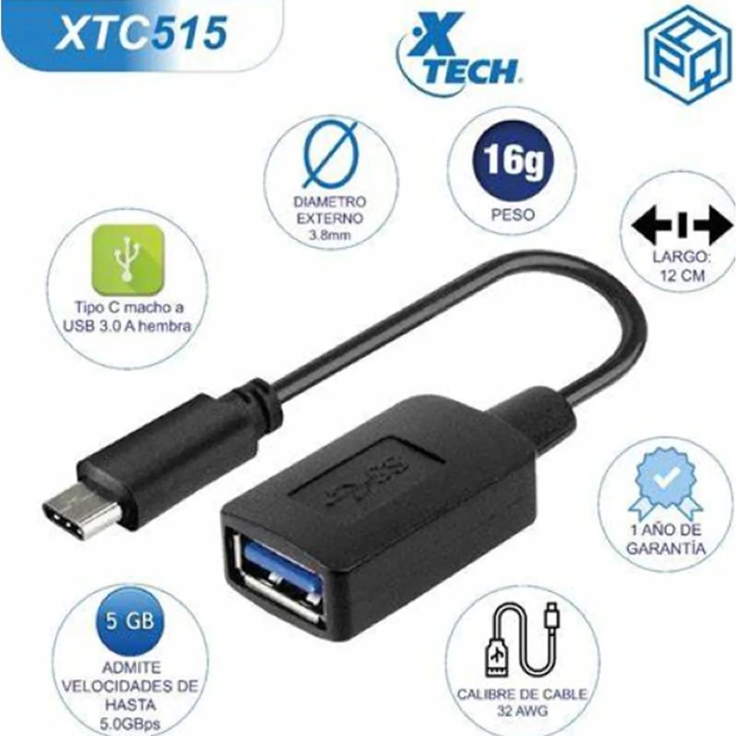 XTECH USB TYPE C MALE TO USB 3,0 FEMALE ADAPTER XTC-515